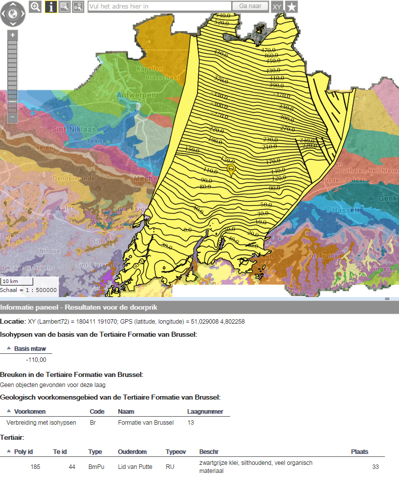 Isohypsen van het Neogeen/Paleogeen in Vlaanderen