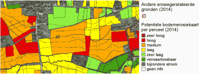 Kaart potentiële bodemerosie per perceel