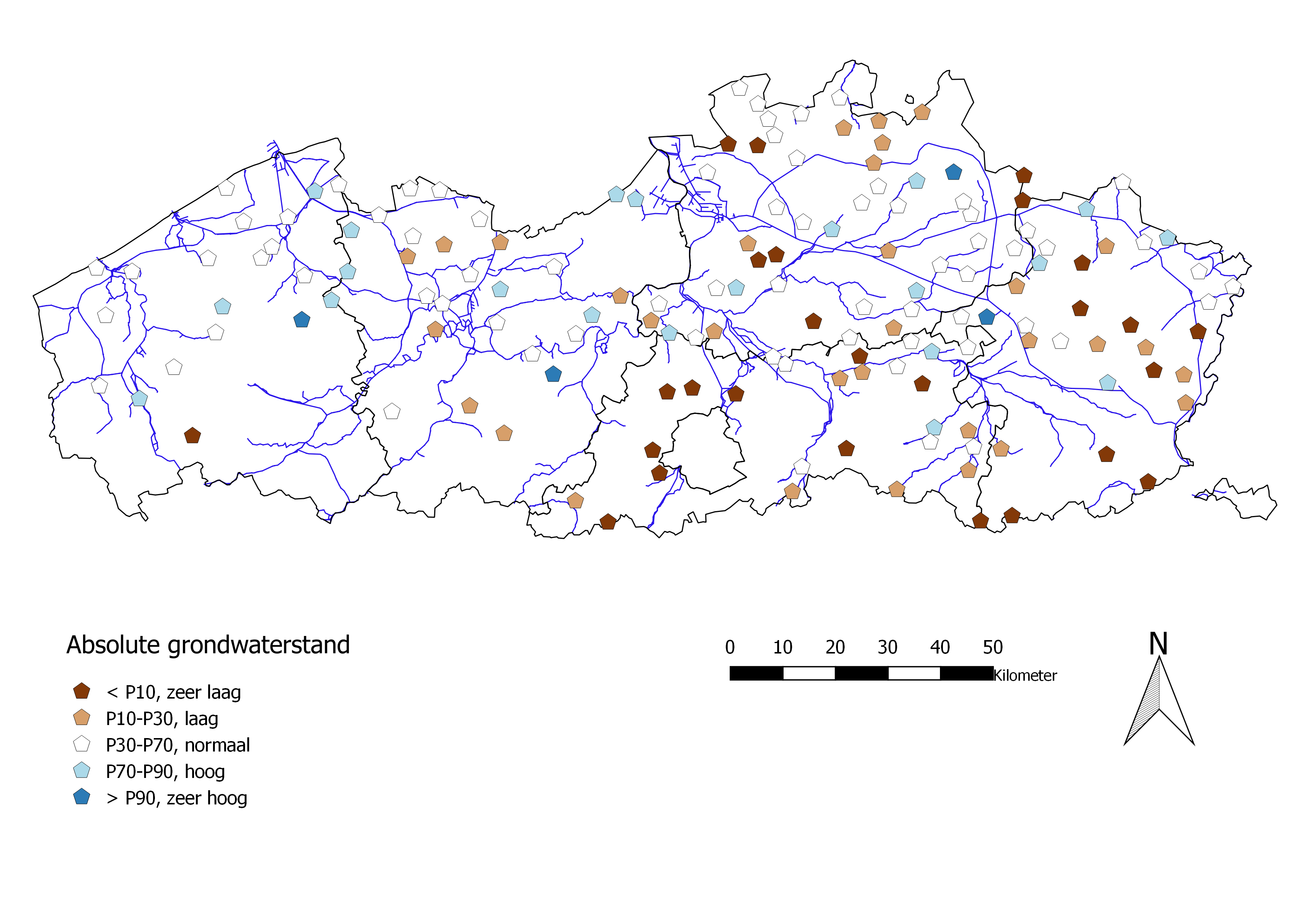 Absolute grondwaterstand op 2019-02-07